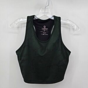 LegEnd Womens Medium Longline Sports Bra Racerback Green Marble Workout